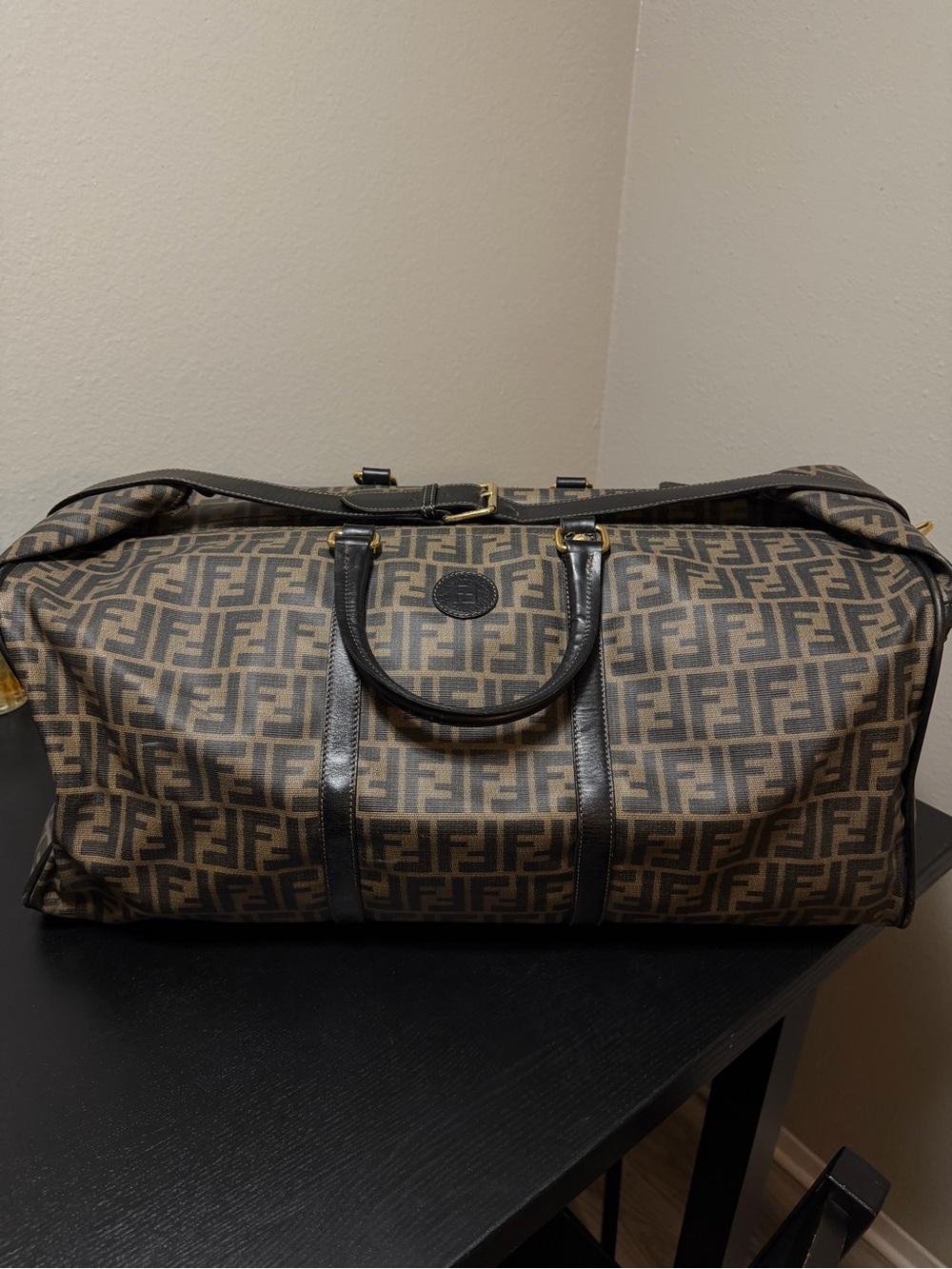 Fendi Brown and Black FF Logo Travel Duffel